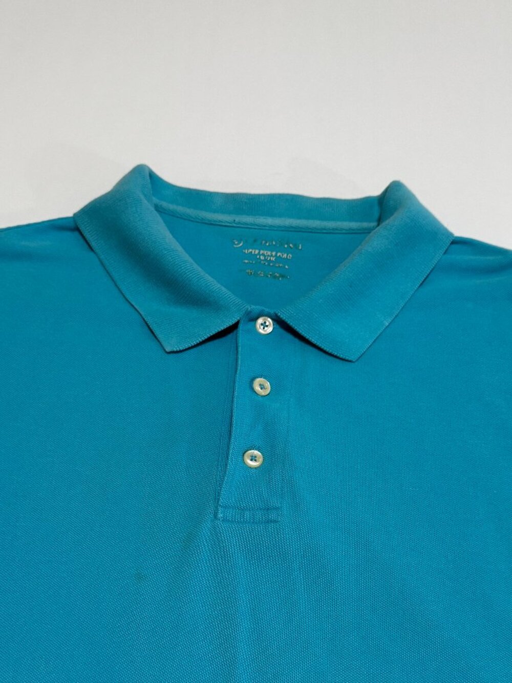 Men's XXL St John's Bay Super Pique Polo Shirt Turquoise Blue Short Sleeve